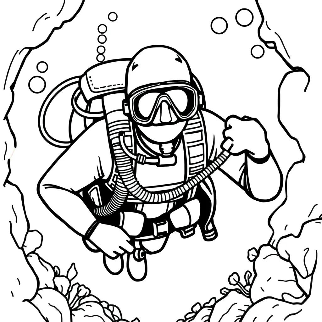 Coloring Pages Of Scuba Divers