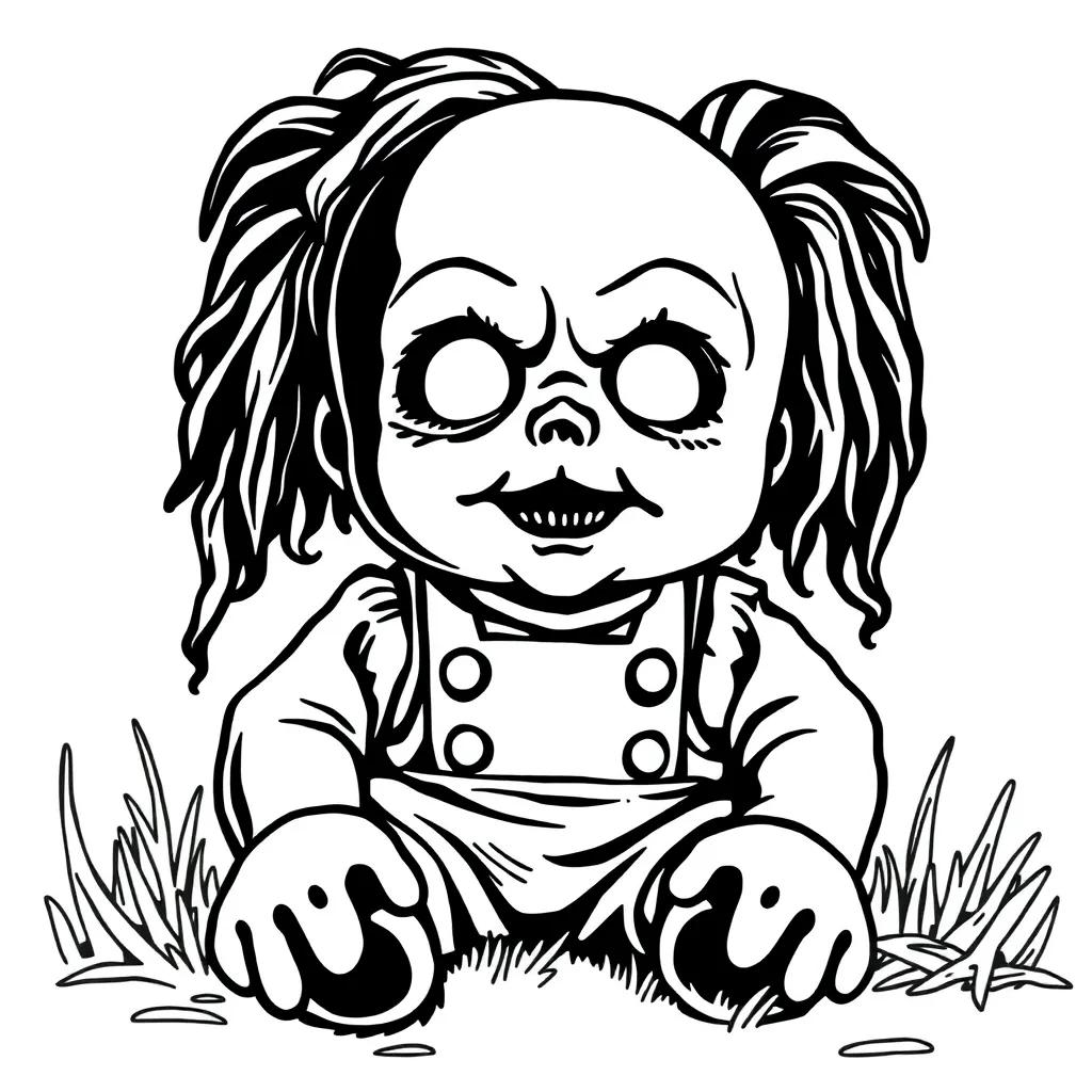Creepy Doll Coloring Pages