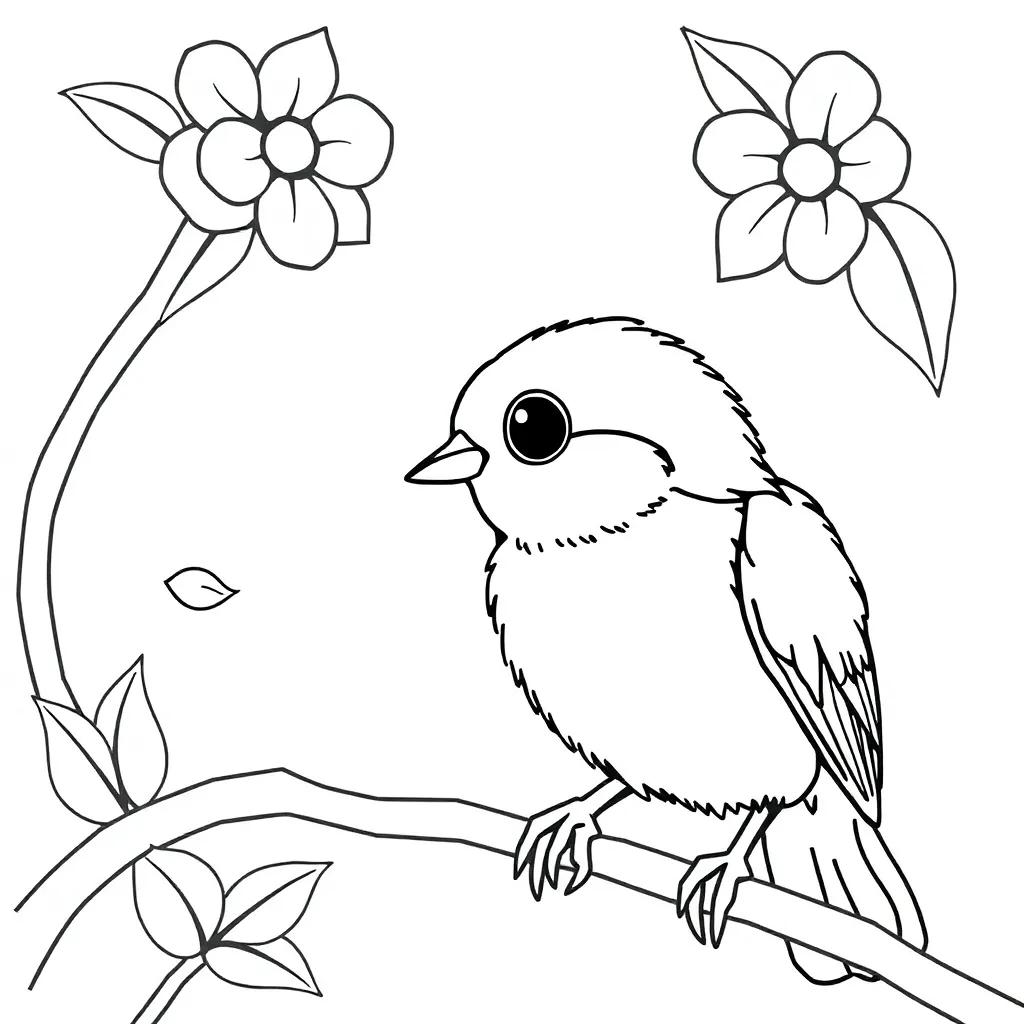 Cute Bird Coloring Page