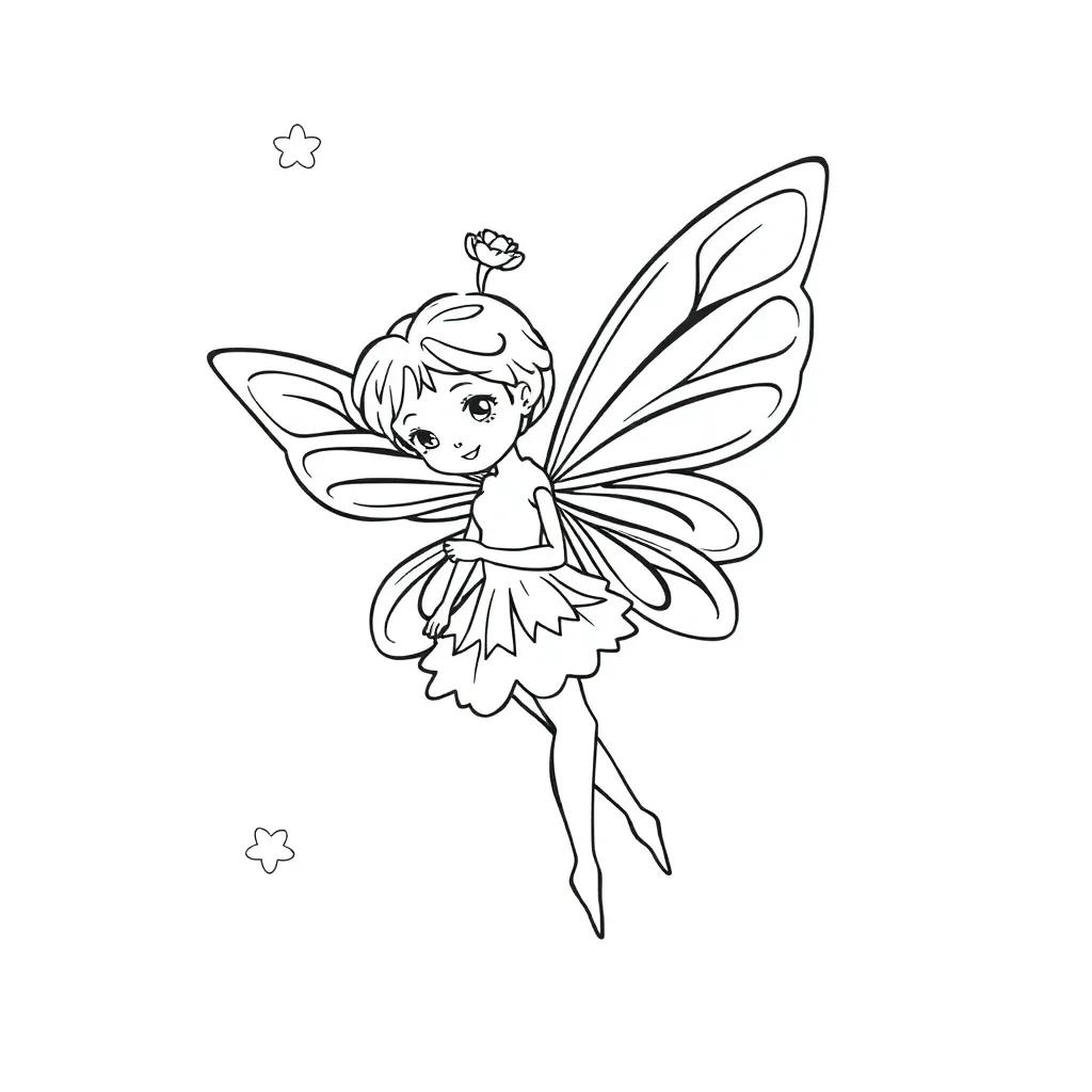 Cute Easy Fairy Coloring Pages