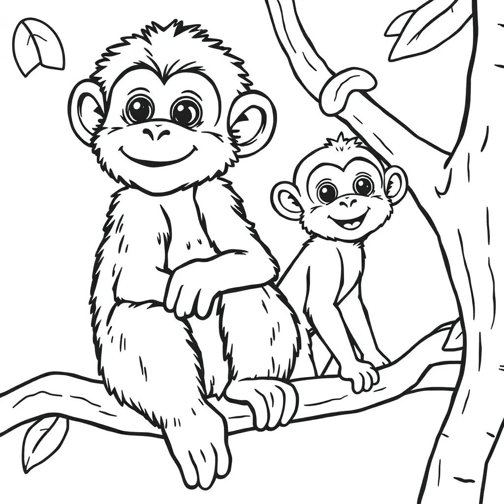 Cute Coloring Pages Of Monkeys