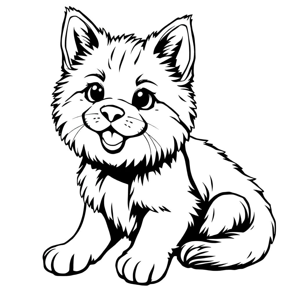 Cute Cat And Dog Coloring Pages
