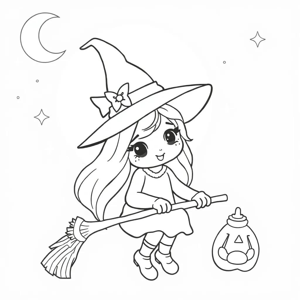 Cute Witch Coloring Page