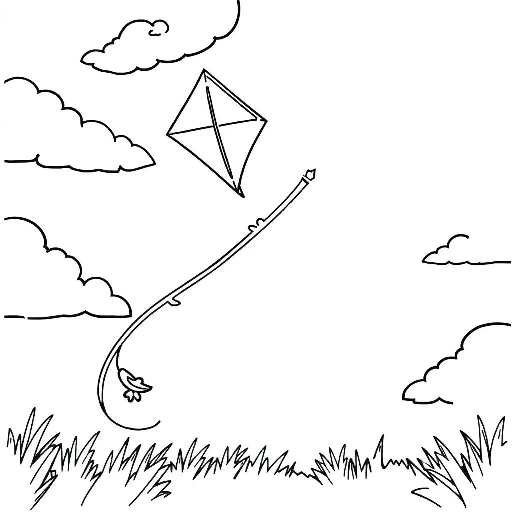 Cute Kite Coloring Page