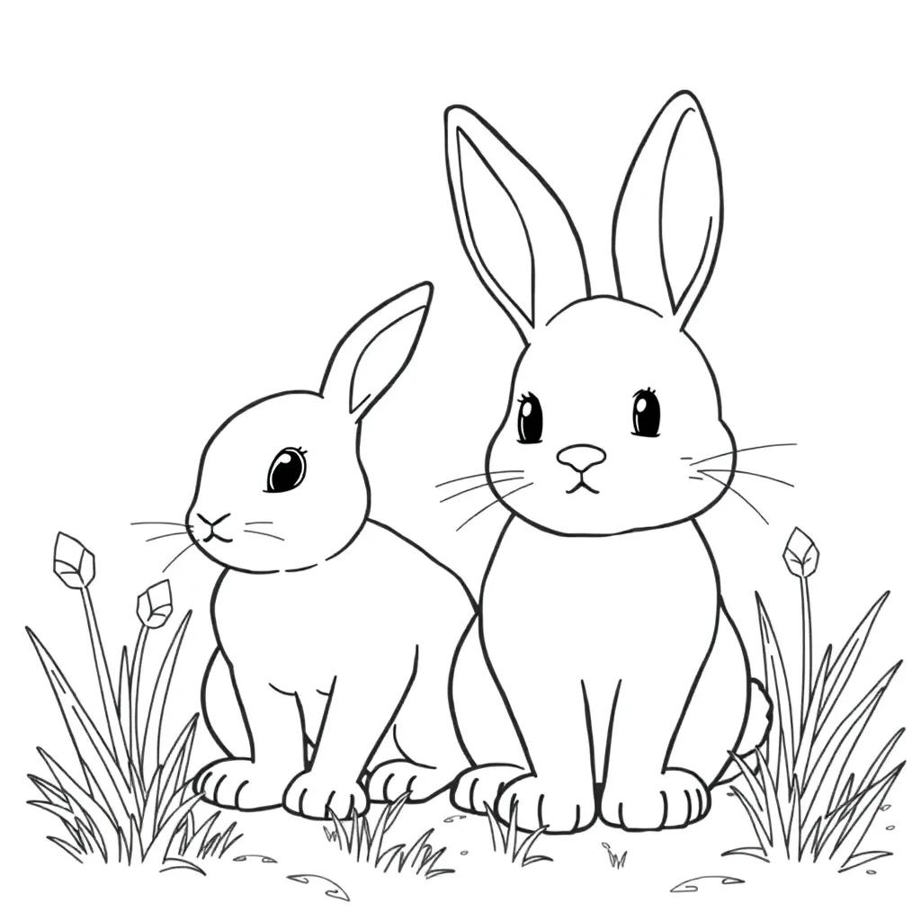 Cute Bunnies Coloring Pages