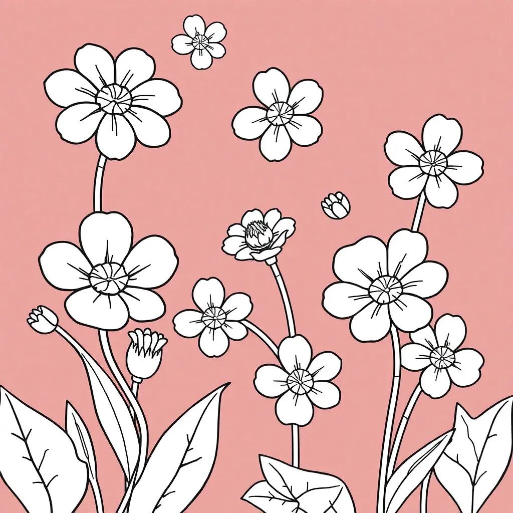 Cute Flowers Coloring Pages
