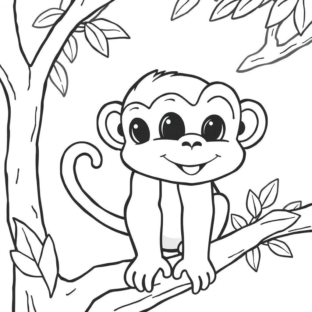 Cute Monkey Coloring Pages