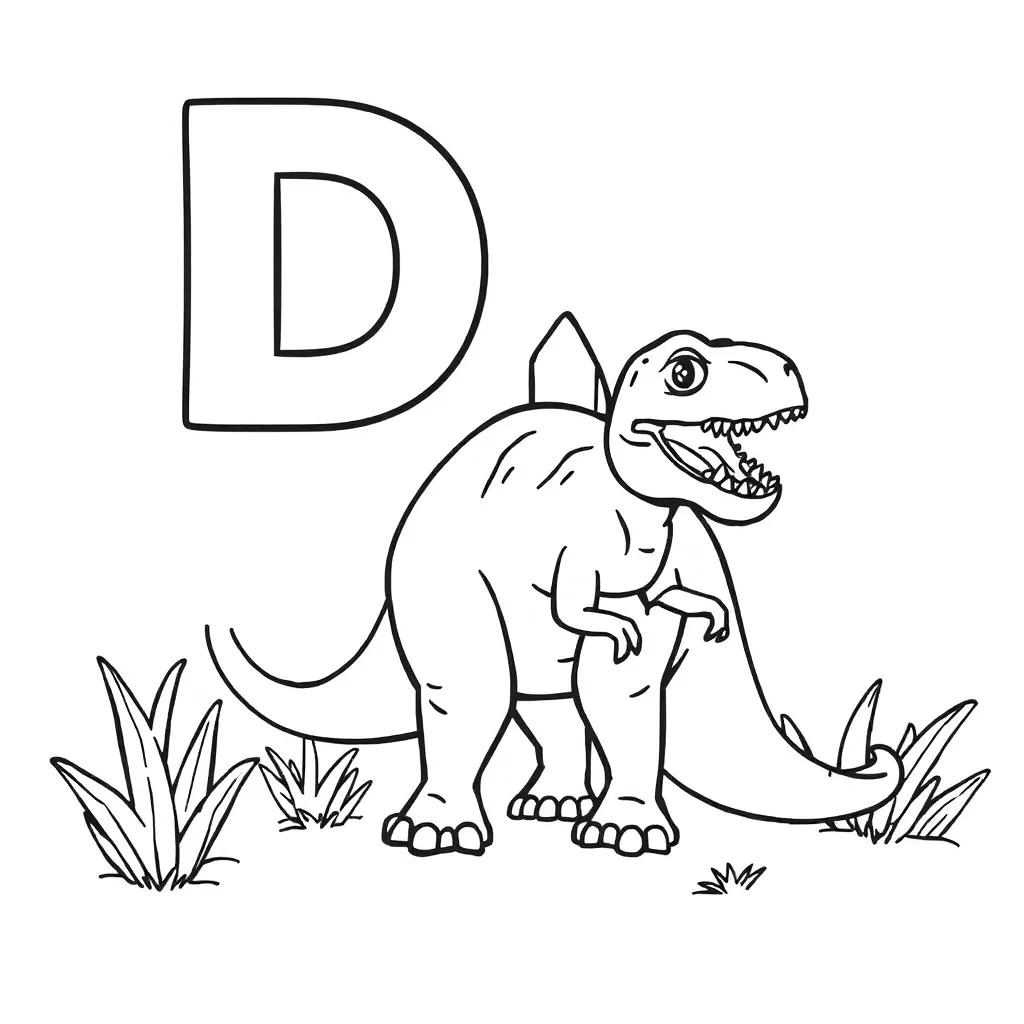 D Is For Dinosaur Coloring Page