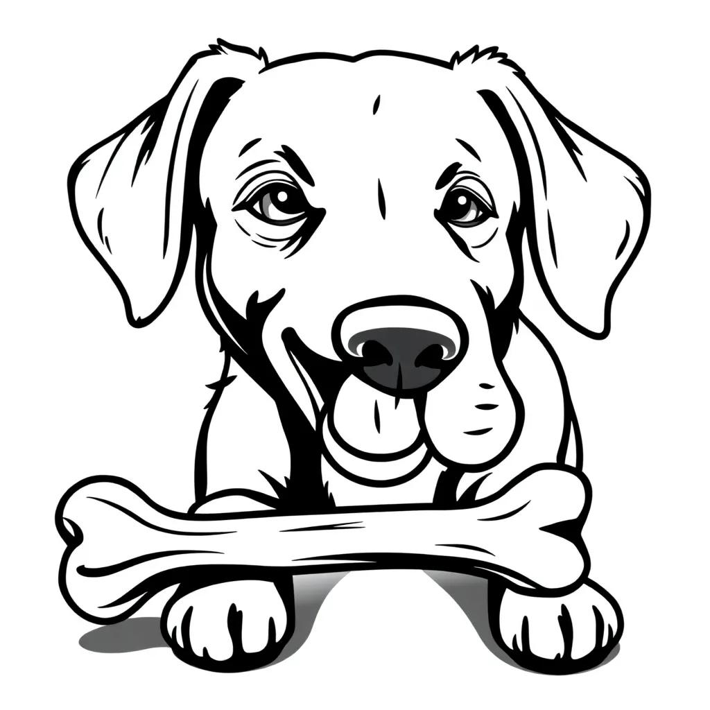 Dog With Bone Coloring Page