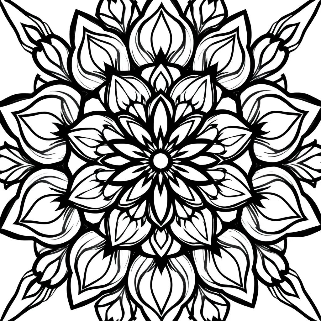 Easy Flower Mandala Coloring Pages
