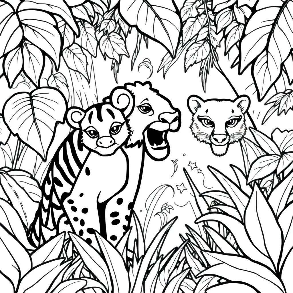 Easy Jungle Animals Coloring Pages