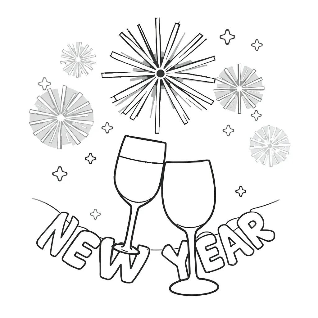 Easy New Years Coloring Pages