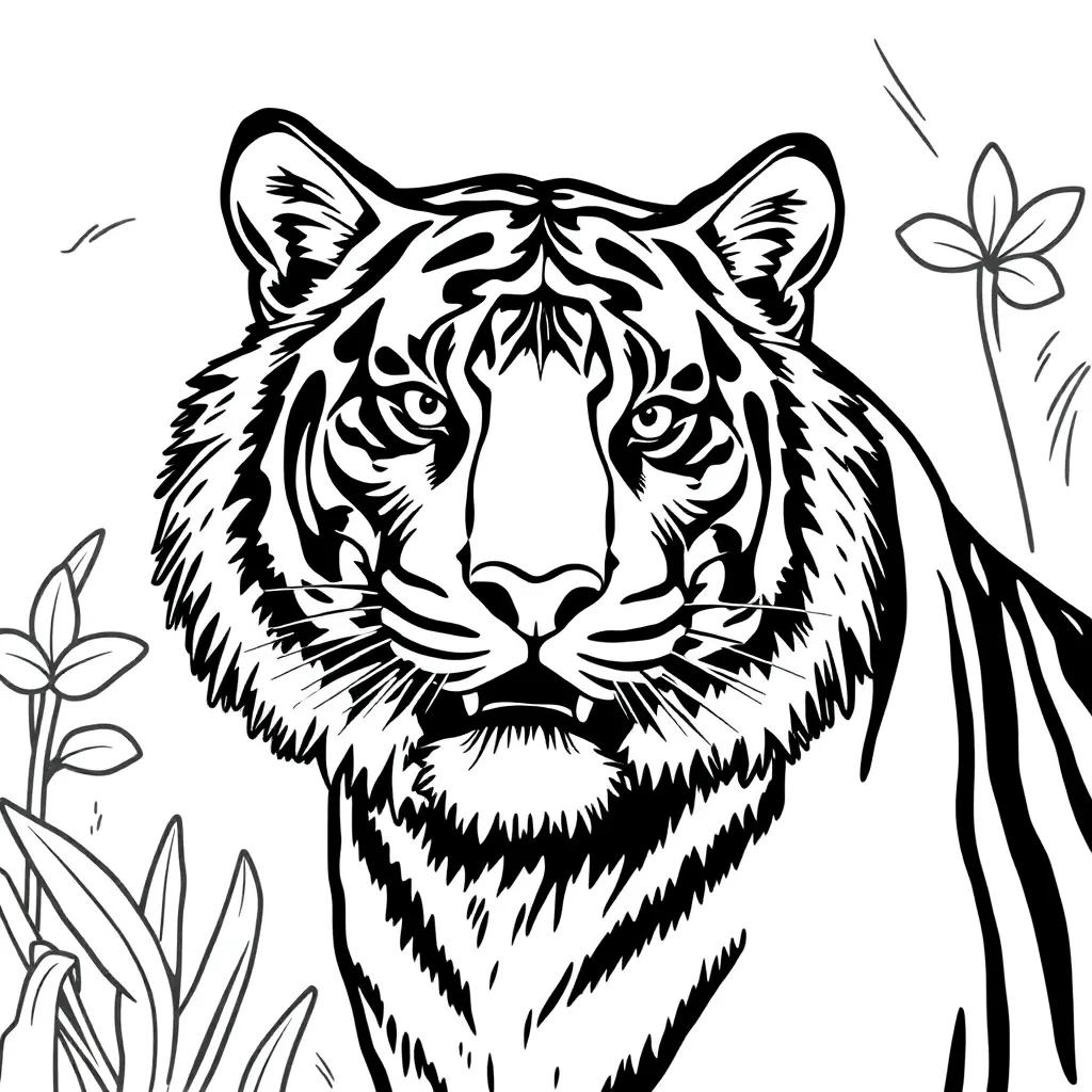 Easy Tiger Coloring Pages