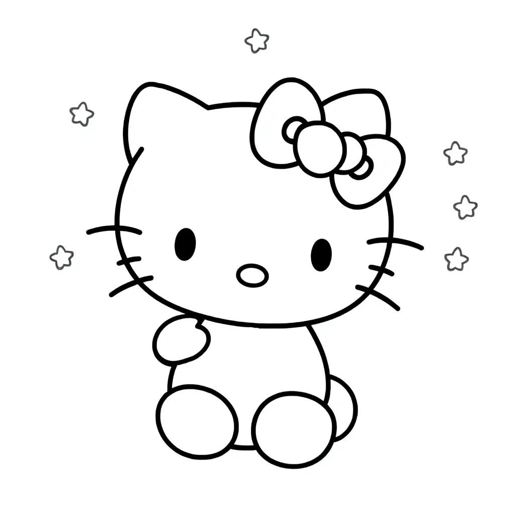 Easy Hello Kitty Coloring Pages