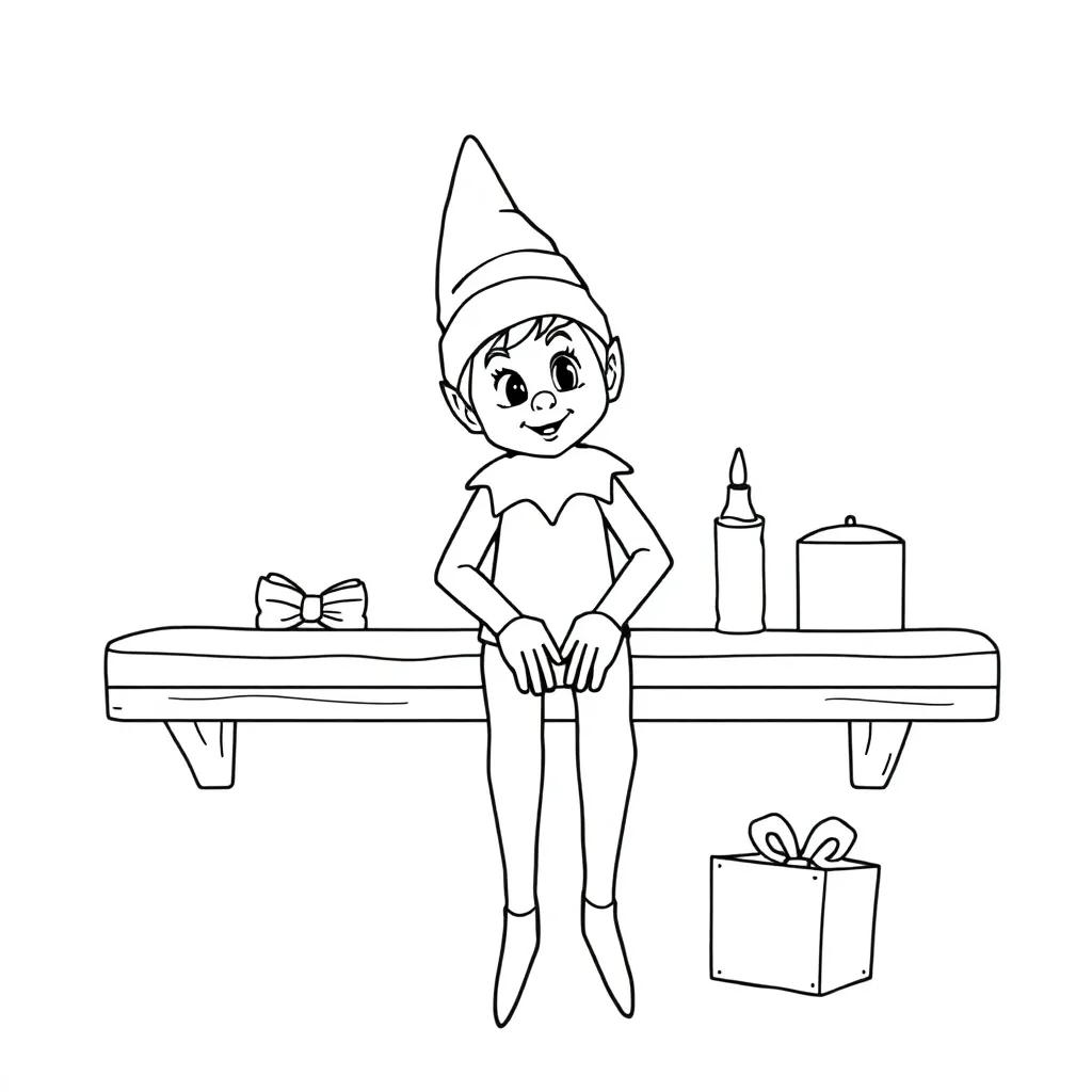 Elf On The Shelf.Coloring Page