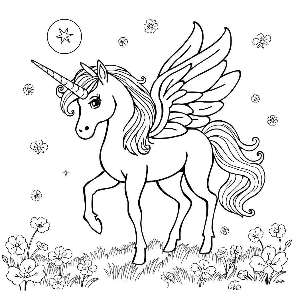 Fairy And Unicorn Coloring Pages