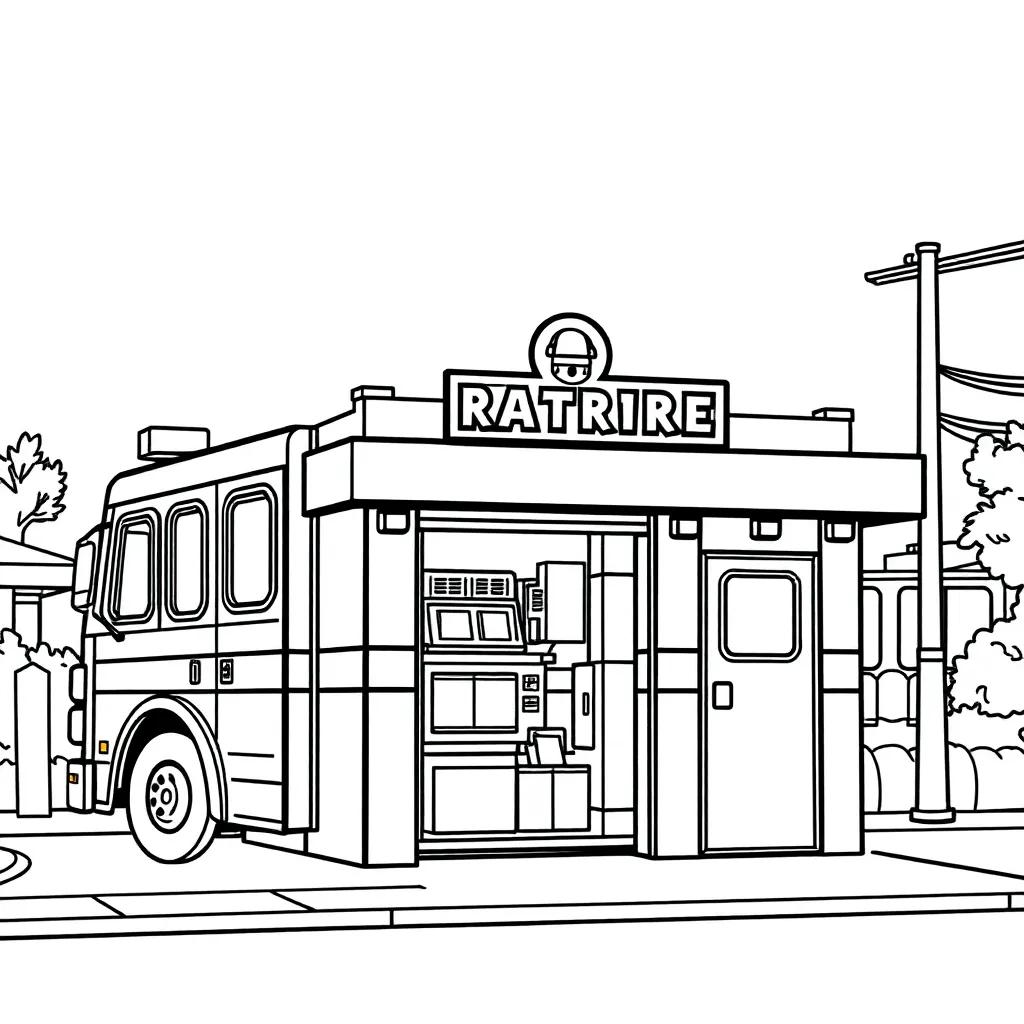 Fire Station Coloring Page
