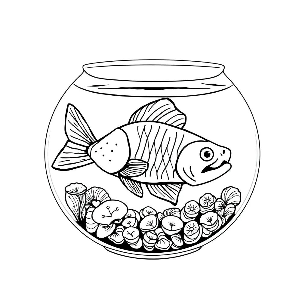 Fish Bowl Coloring Page
