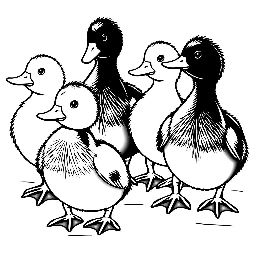 Five Little Ducks Coloring Page