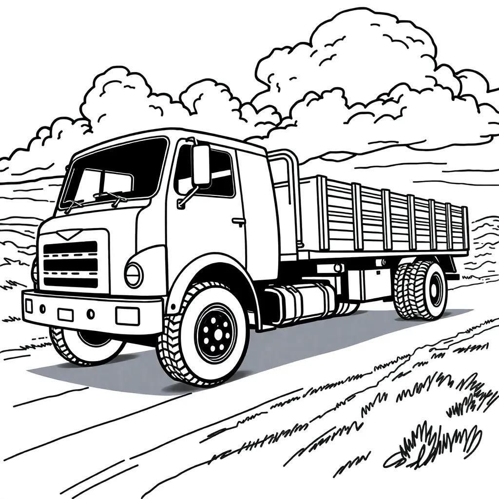 Flatbed Truck Coloring Pages