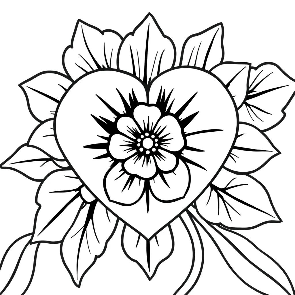 Flower Heart Coloring Page
