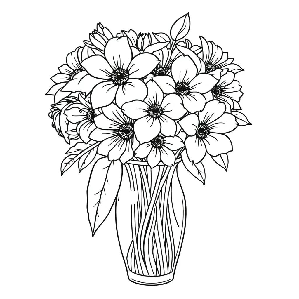 Flowers In A Vase Coloring Page Flowers In A Vase Coloring Page