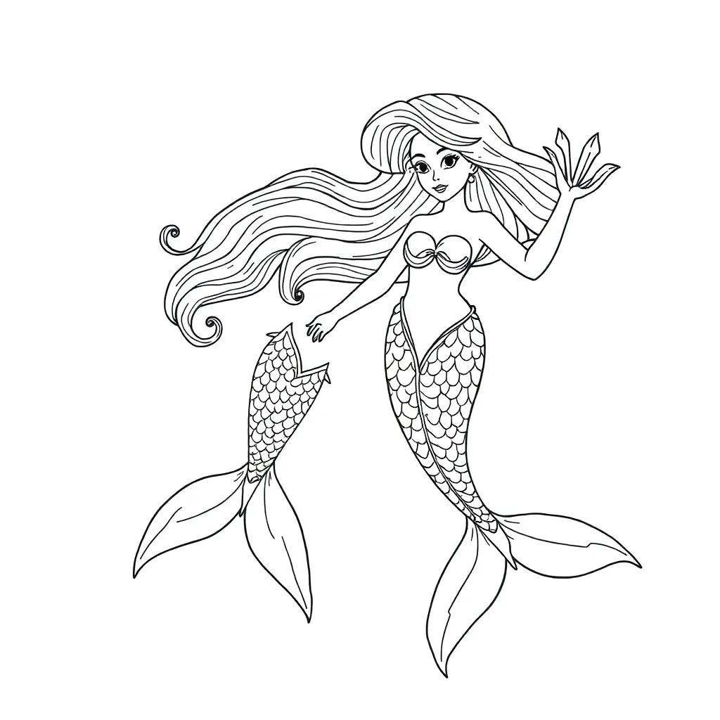 Free Coloring Page Mermaid