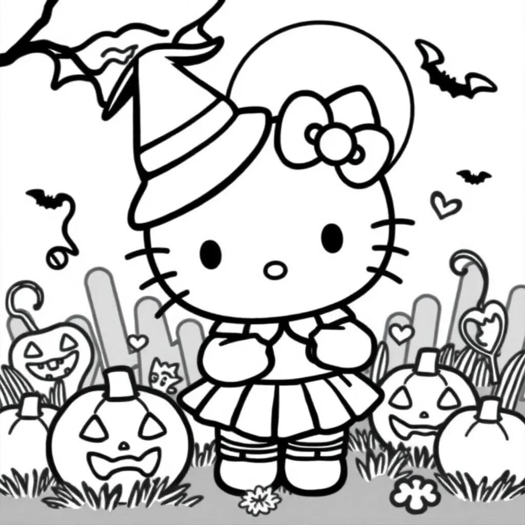 Free Printable Hello Kitty Halloween Coloring Pages