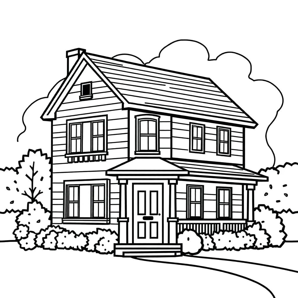 Free Coloring Page Of A House