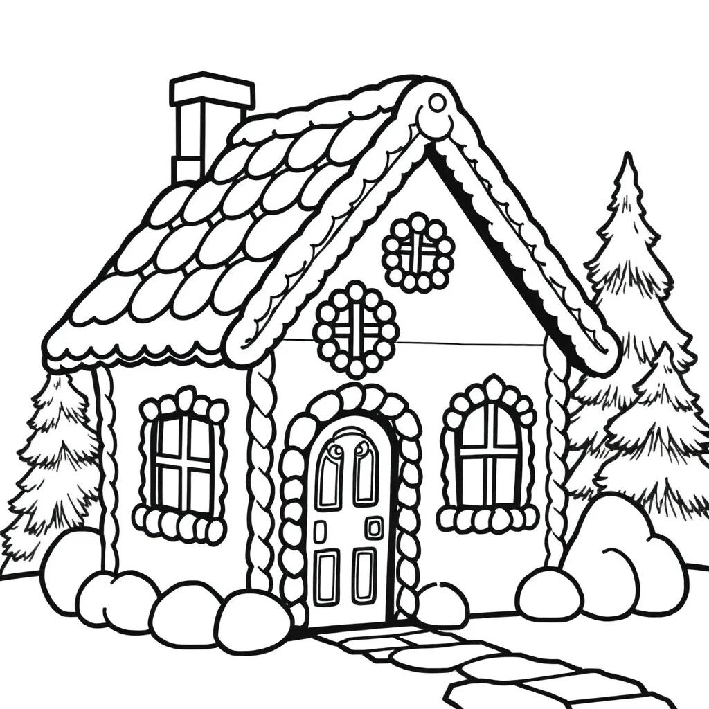 Gingerbread House Coloring Page Free