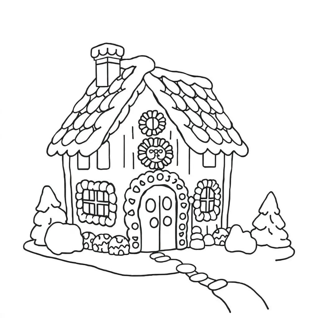 Gingerbread House Coloring Page Printable