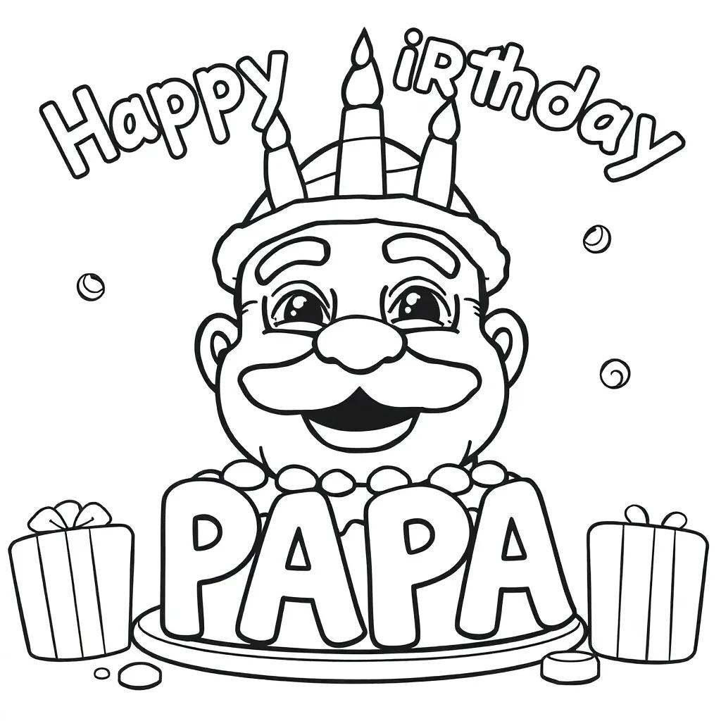 Happy Birthday Papa Coloring Page