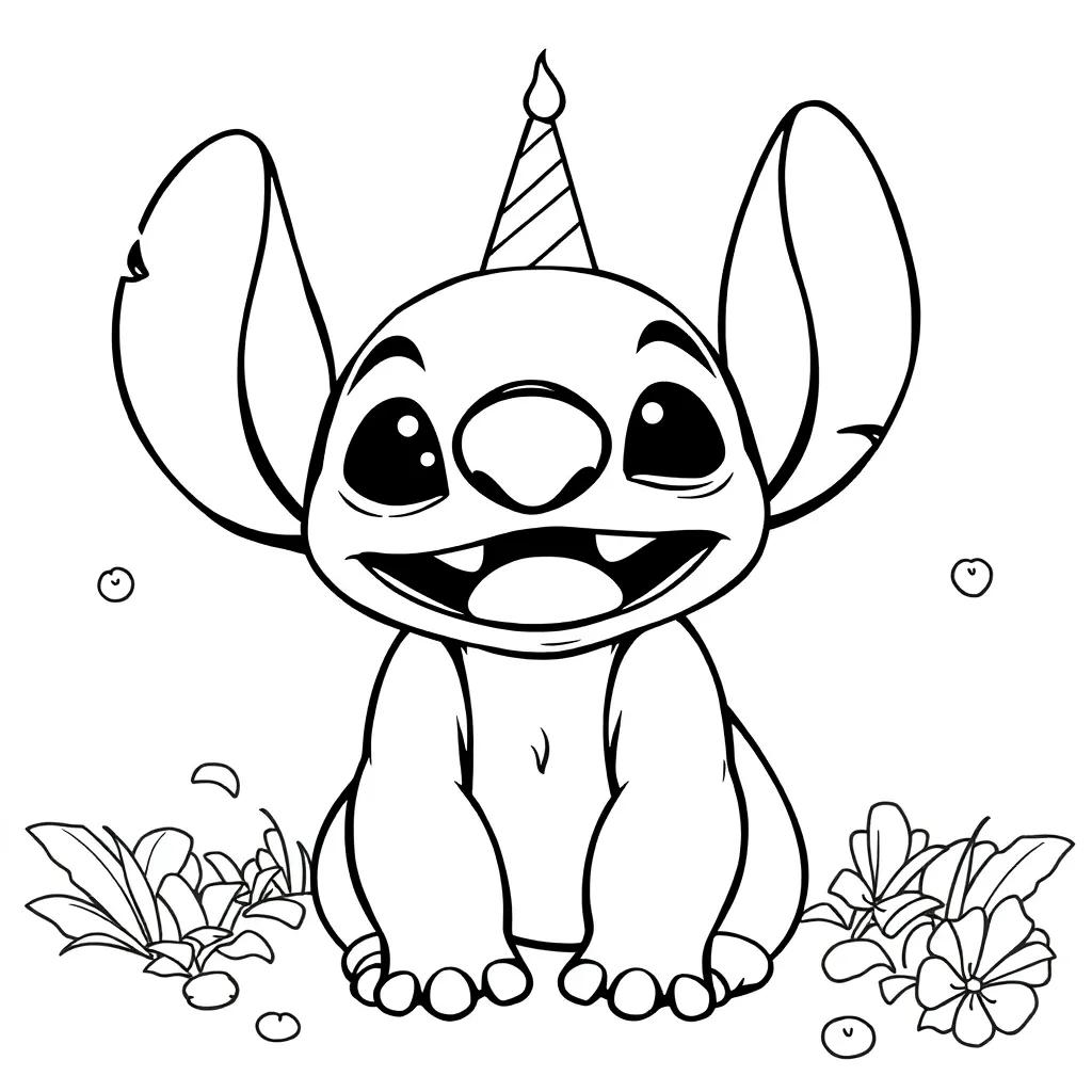 Happy Birthday Stitch Coloring Pages
