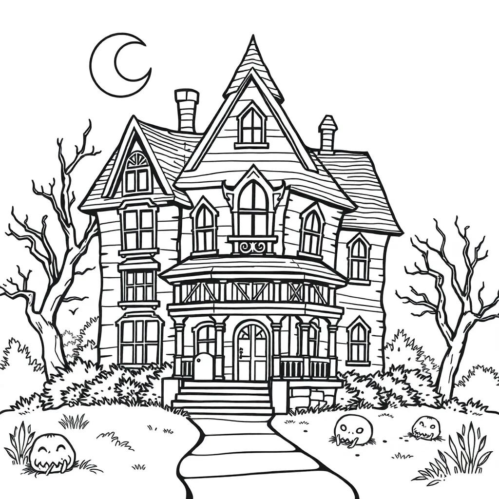 Haunted House Coloring Pages Printable