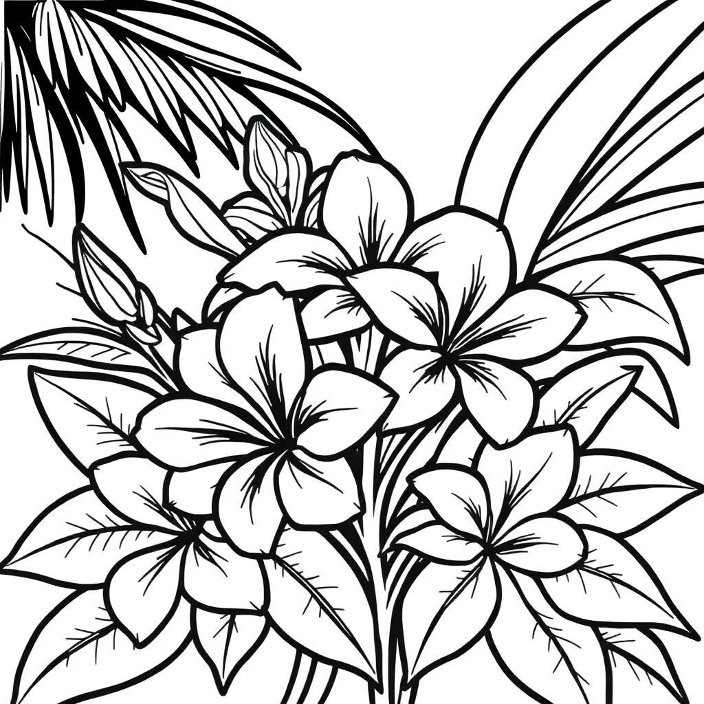 Hawaiian Flowers Coloring Page