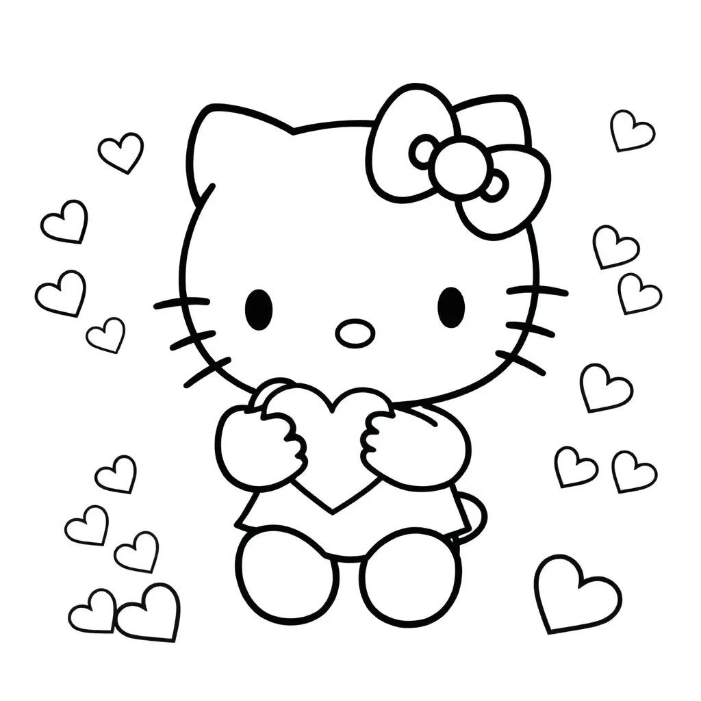 Hello Kitty Valentines Day Coloring Page