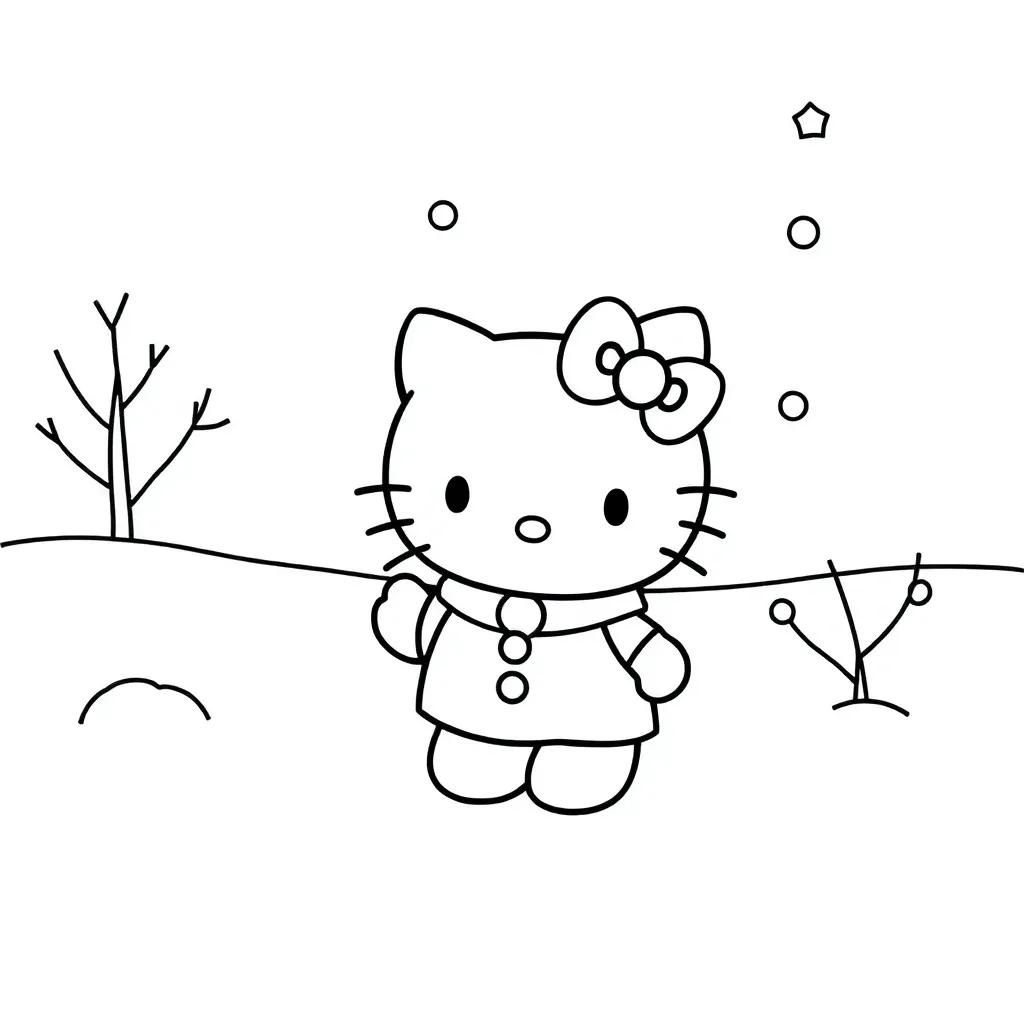 Hello Kitty Winter Coloring Pages