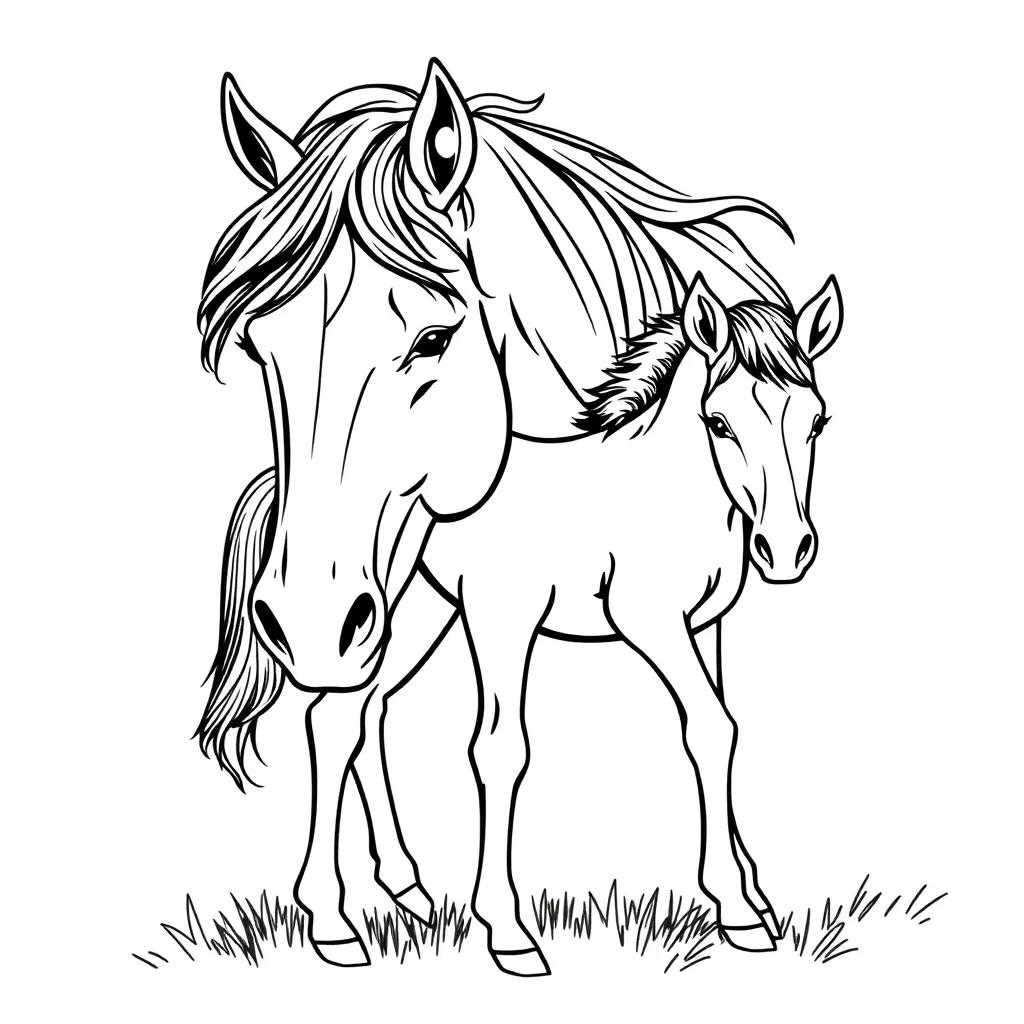 Horse And Foal Coloring Page