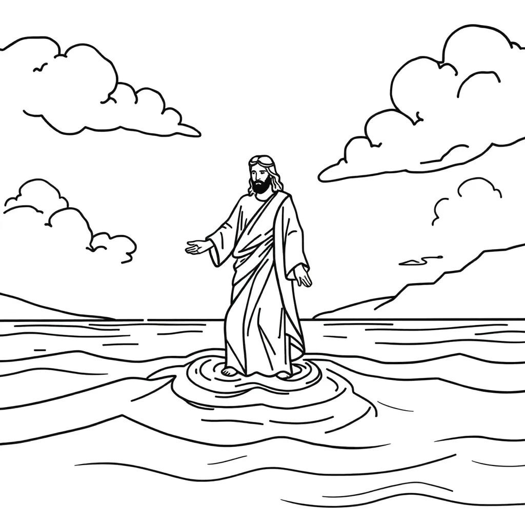 Jesus Walking On The Water Coloring Page
