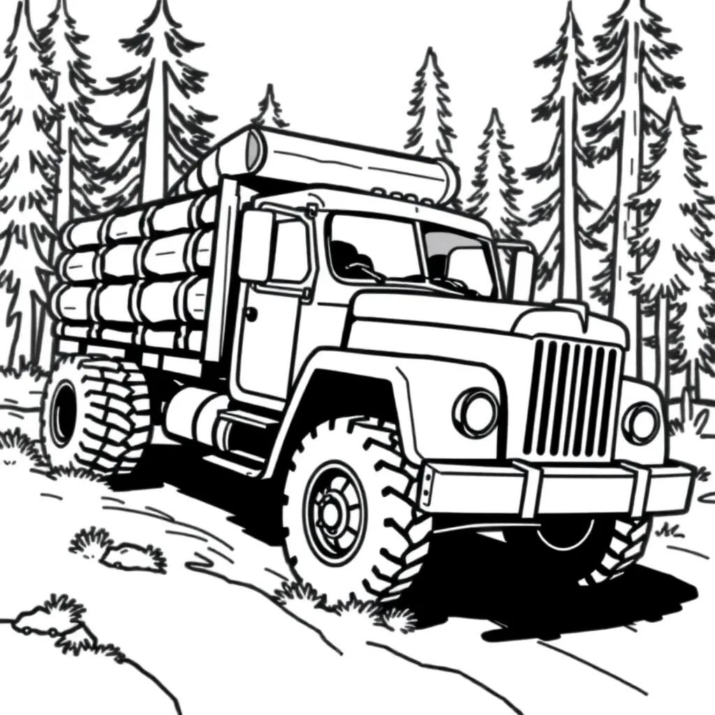 Log Truck Coloring Pages