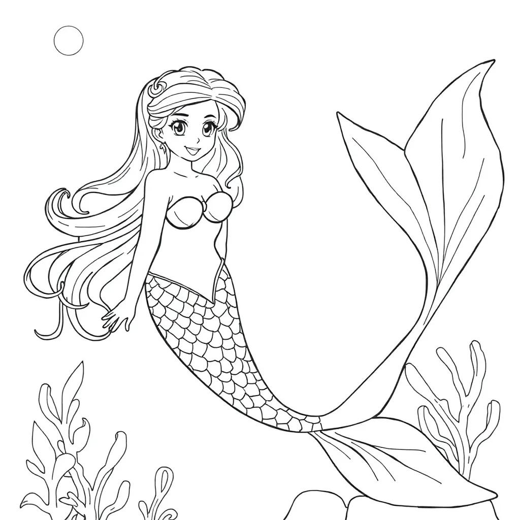 Mermaid Anime Coloring Pages Mermaid Anime Coloring Pages