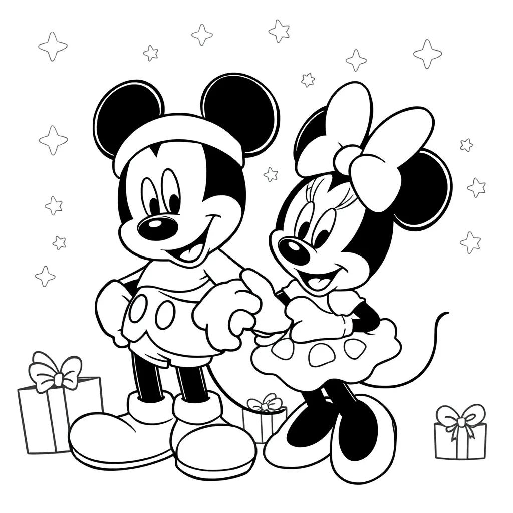 Mickey And Minnie Christmas Coloring Pages