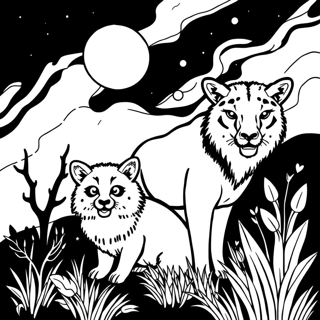 Nocturnal Animals Coloring Page