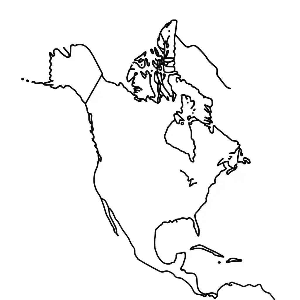 North American Continent Coloring Page