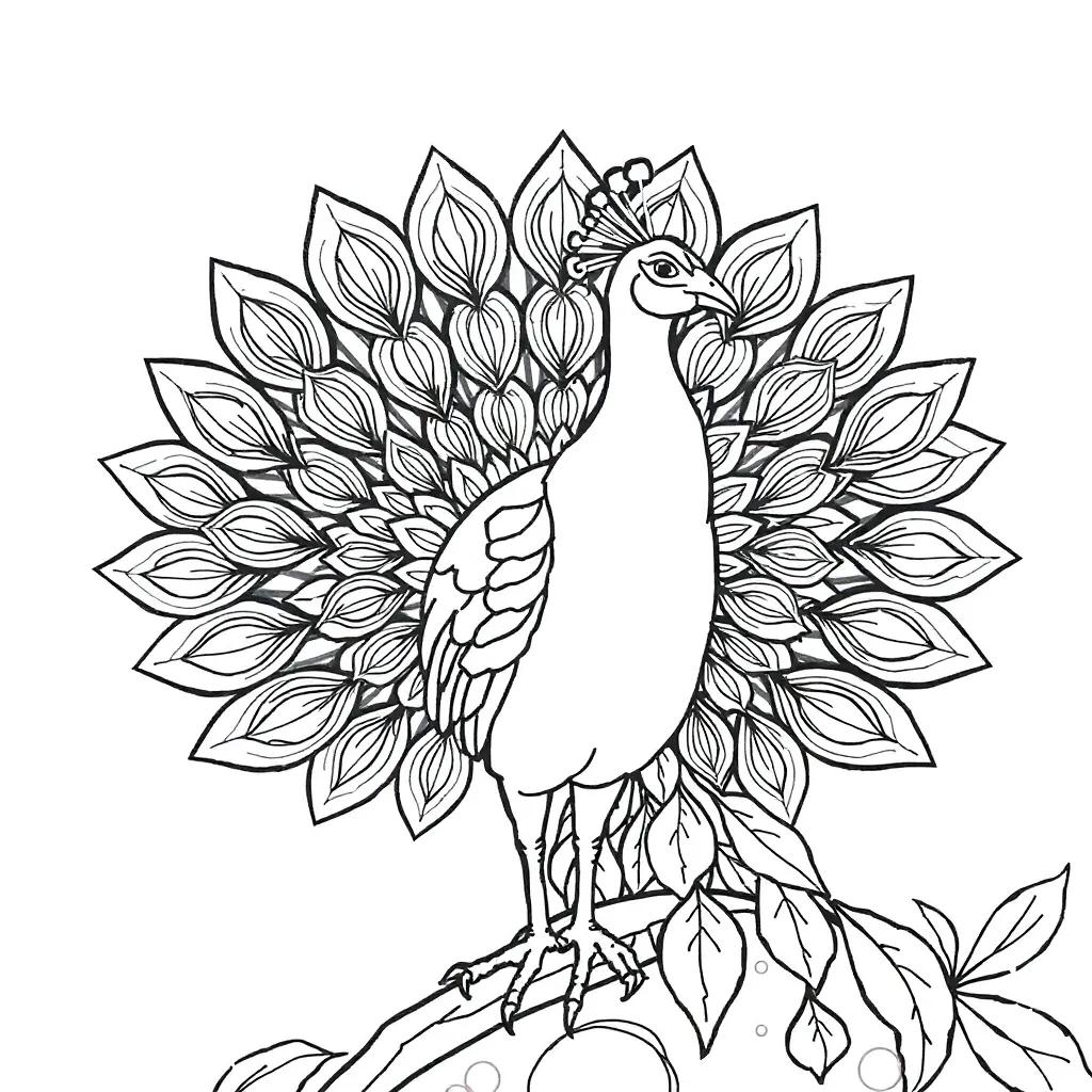 Peacock Coloring Page For Adults