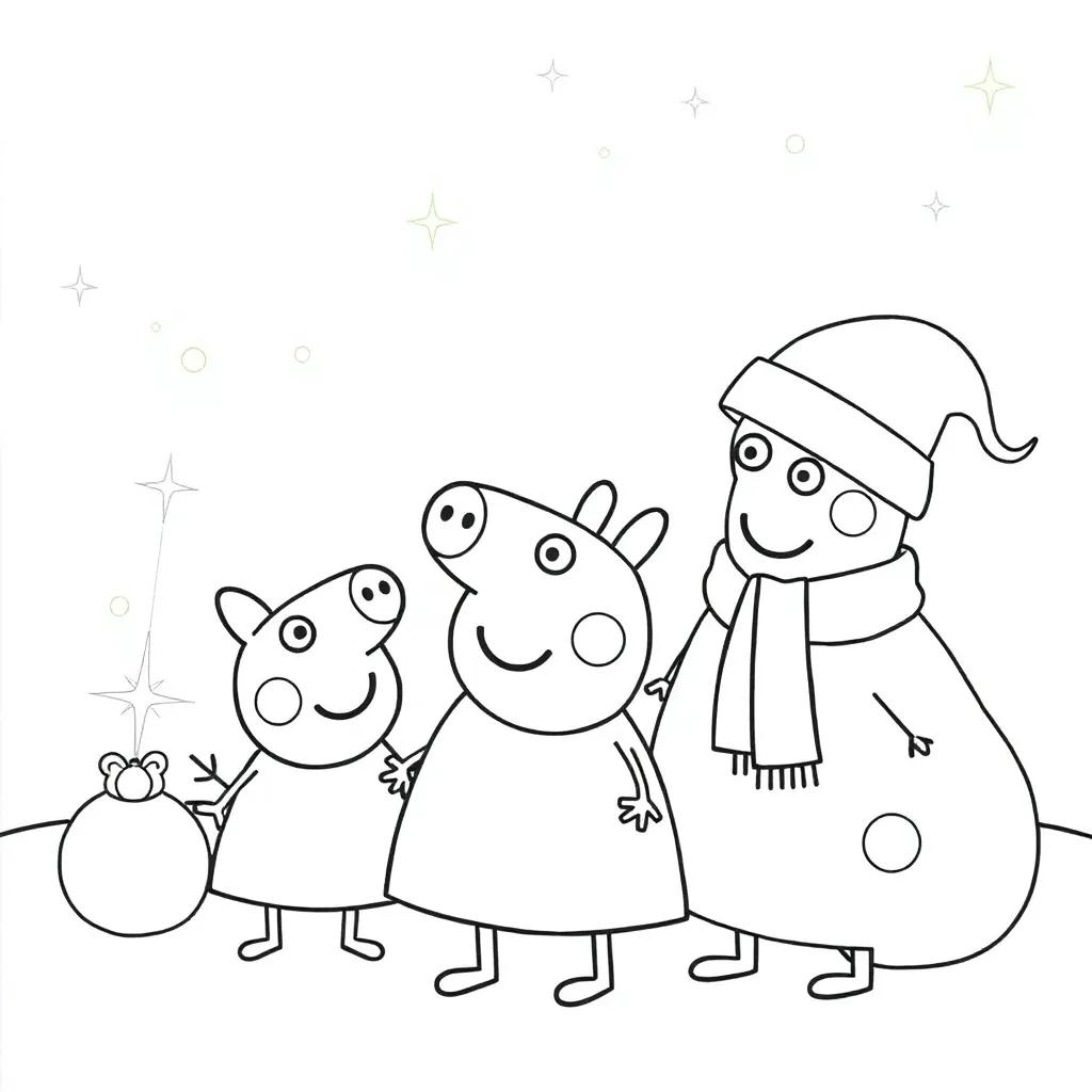 Peppa Pig Christmas Coloring Pages
