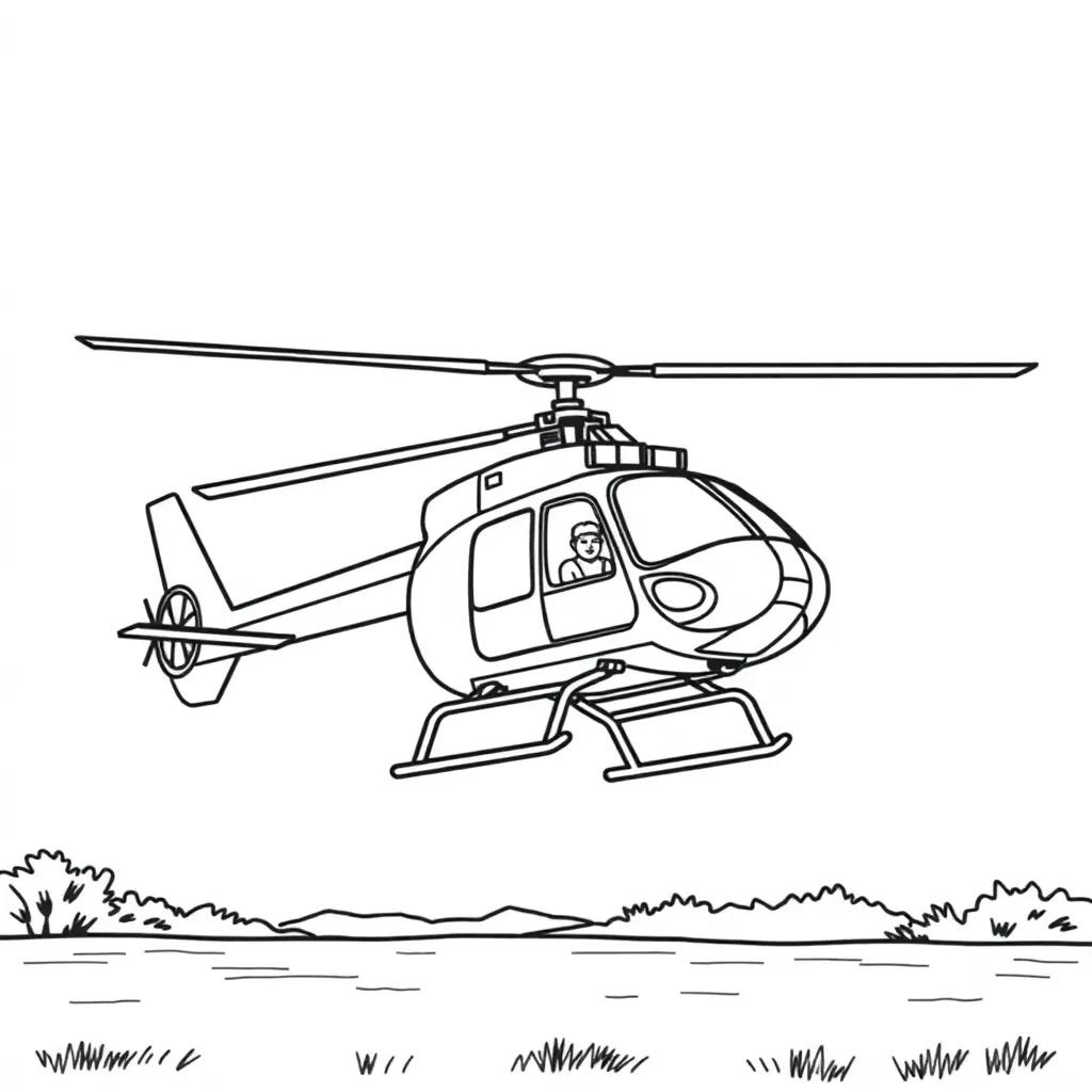 Police Helicopter Coloring Page