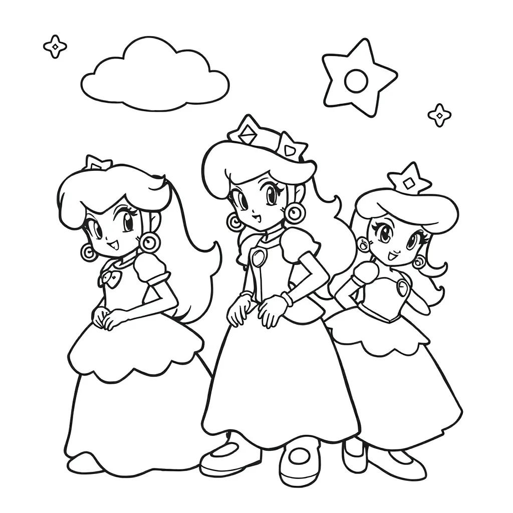 Princess Peach Daisy And Rosalina Coloring Pages
