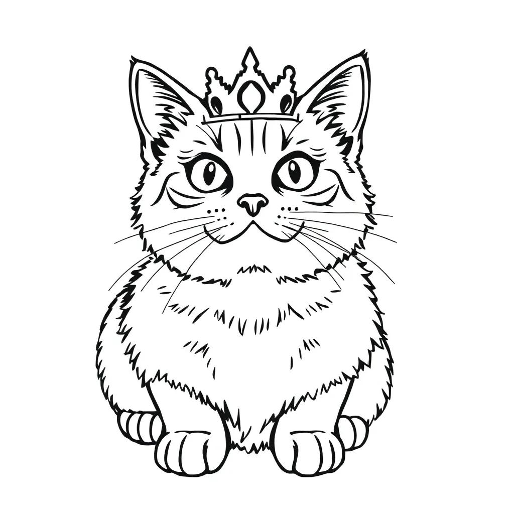 Princess Cat Coloring Page