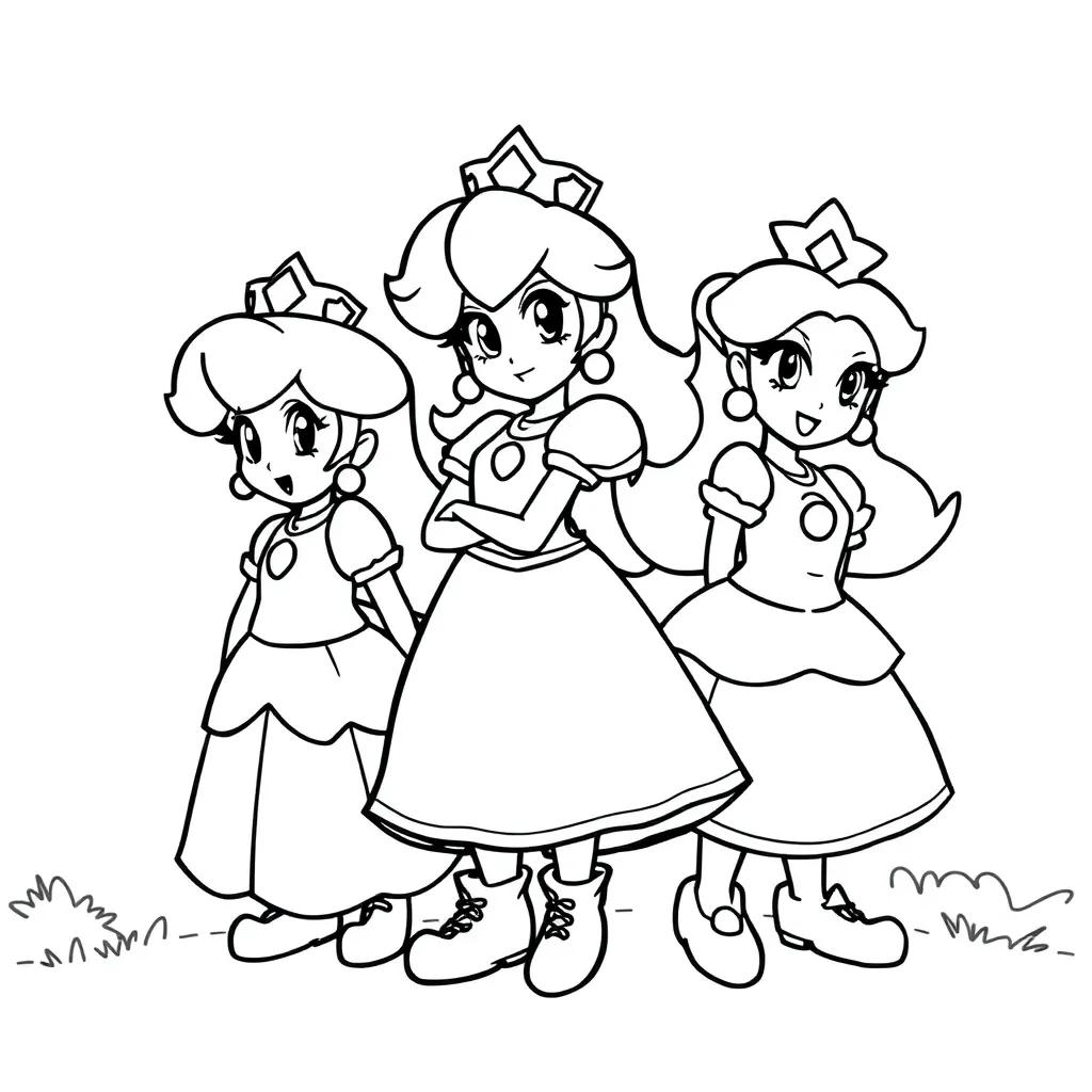Printable Princess Peach Daisy And Rosalina Coloring Pages